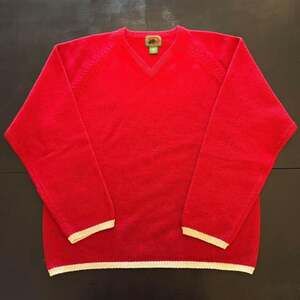 Boston Traders 100% Wool V-Neck Sweater Red Size XL